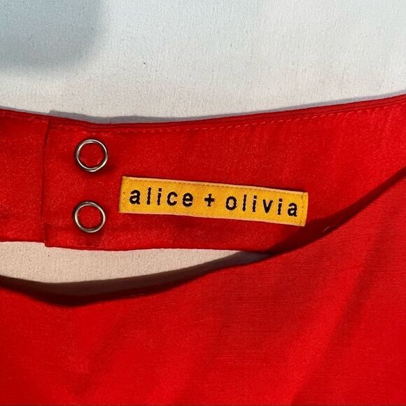 Alice + Olivia Spelling Side Peplum Dress Red 6 - Picture 4 of 11